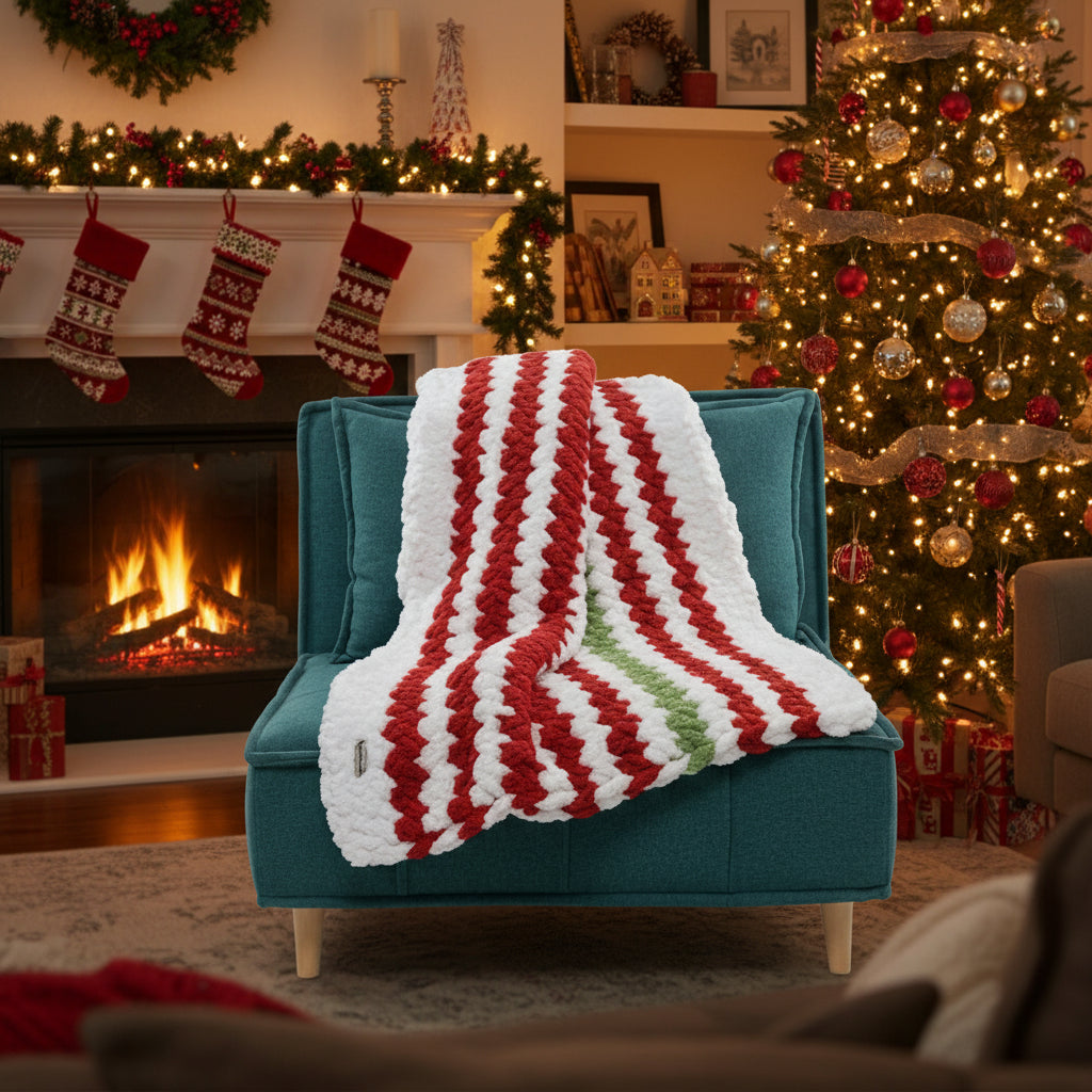 Photo of a Christmas green and red throw