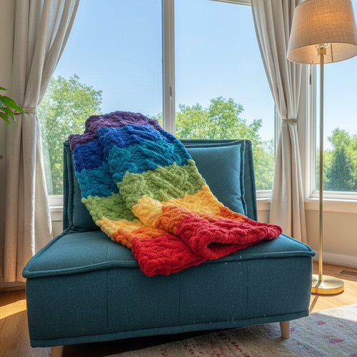 Heart cable rainbow blanket photo