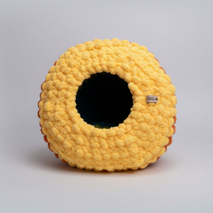 photo of a yellow cat cave home for cats